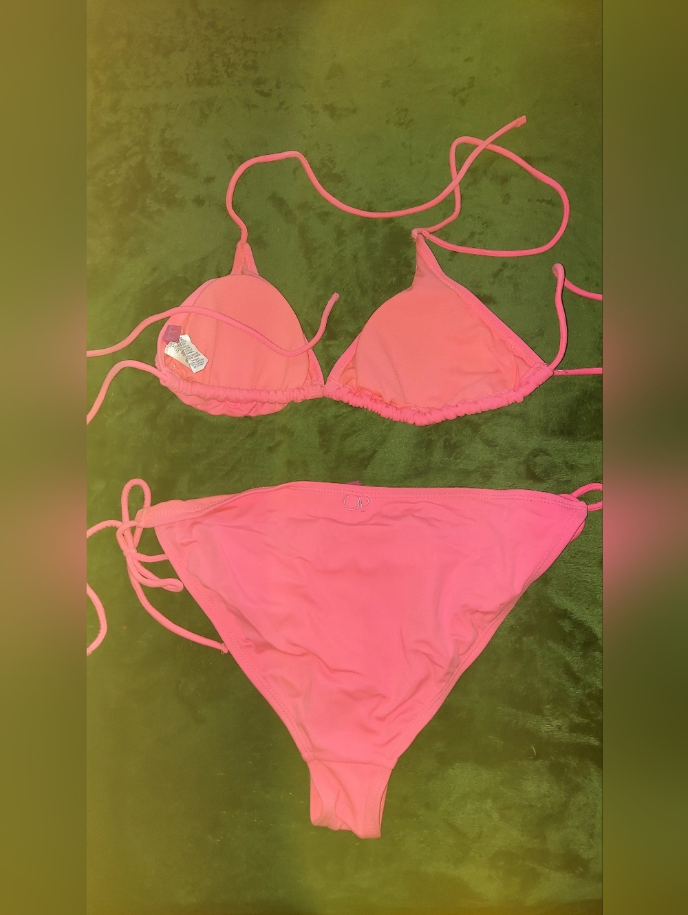 Neon Pink Triangle String Bikini Set - Picture 5 of 5